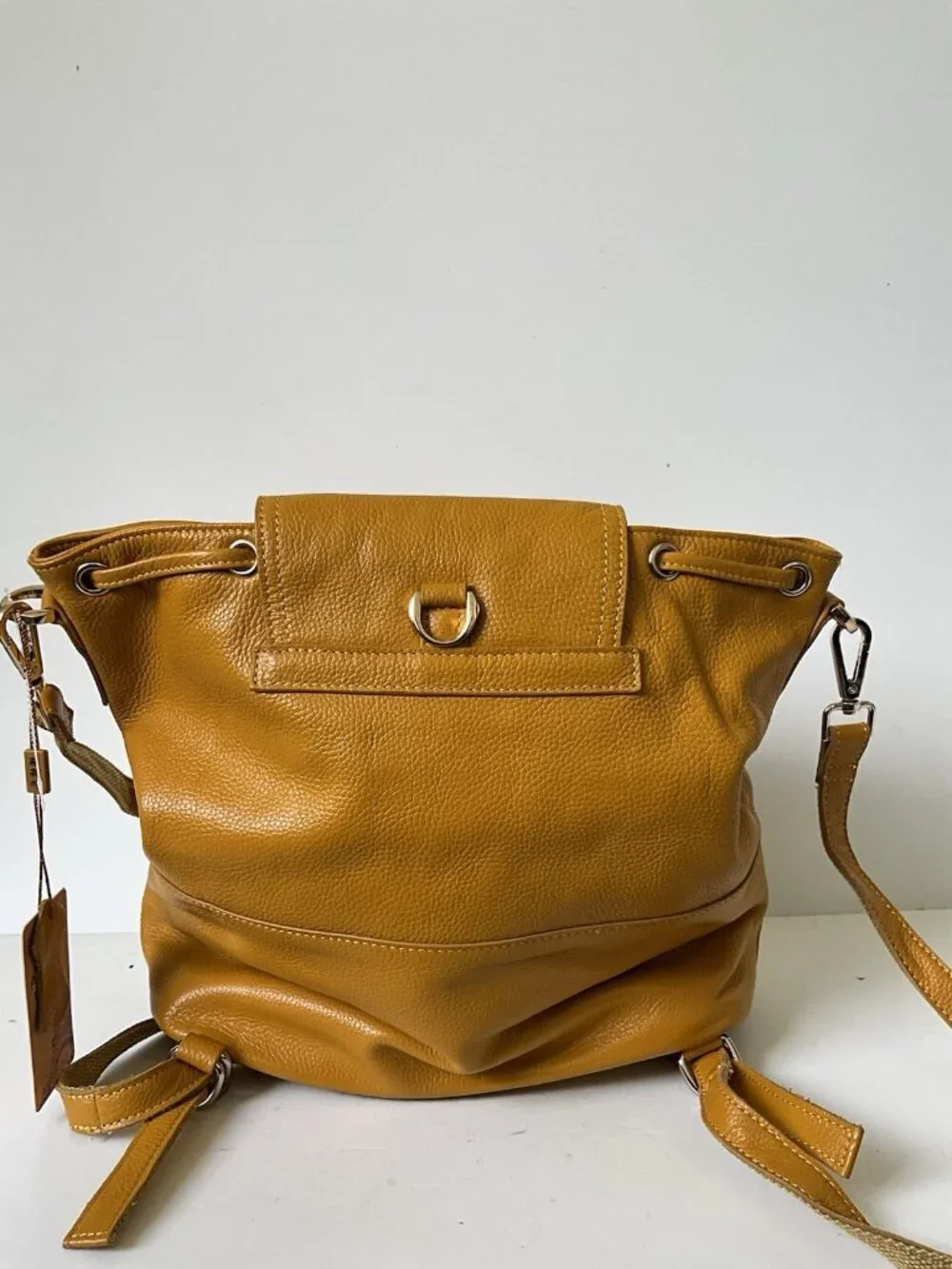 Genuine Pebbled Leather Backpack Vintage Style Multi-Pocket Buckle Bag NWT AFIR